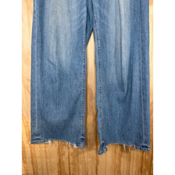 American Eagle Y2K Super High-Rise Wide Leg Baggy Jeans Size 8 Distressed Hem - Picture 5 of 10